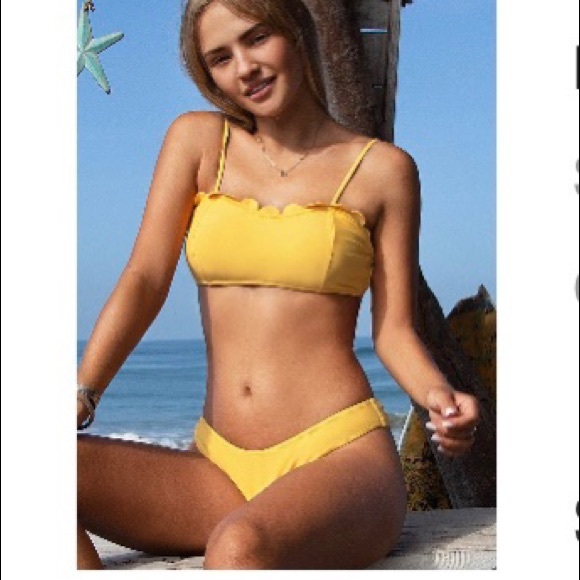 Cupshe Swim Cupshe Yellow Scalloped Edge Bikini Medium Poshmark